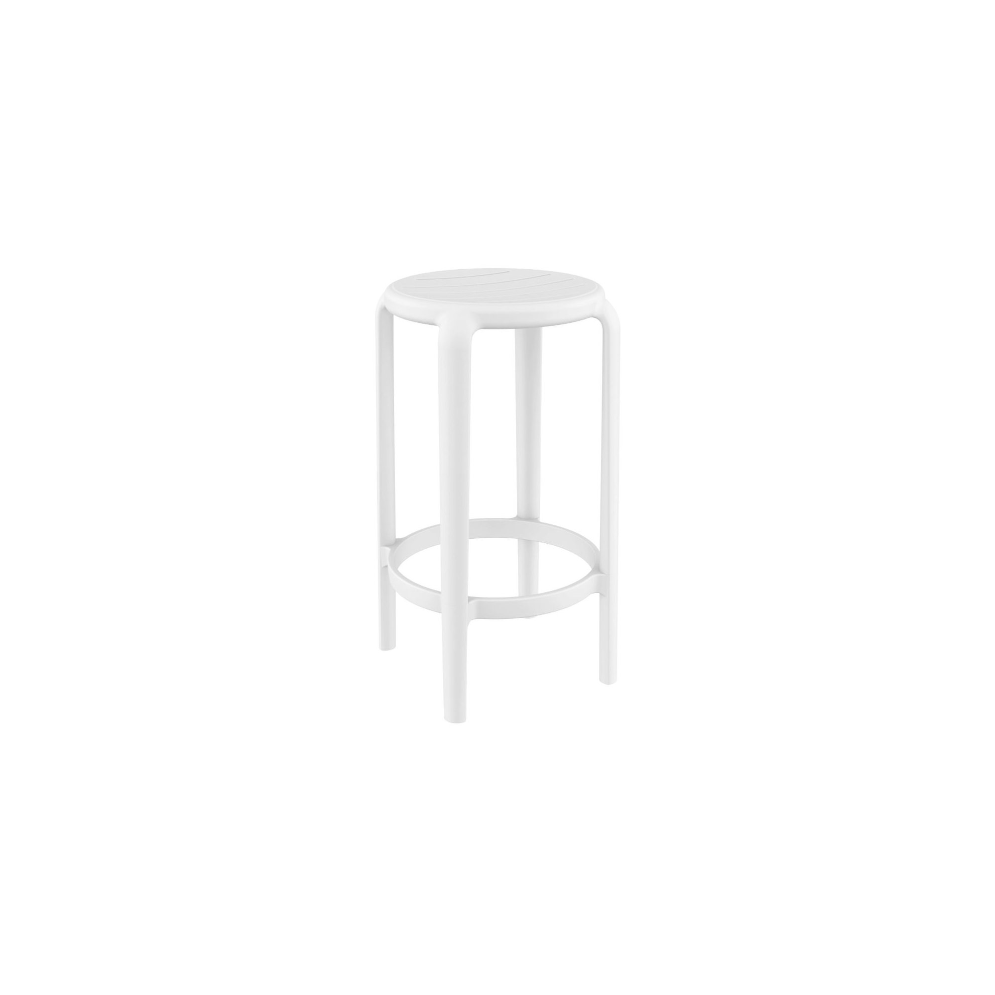Awan Backless Outdoor Bar Stool, 25.75", White