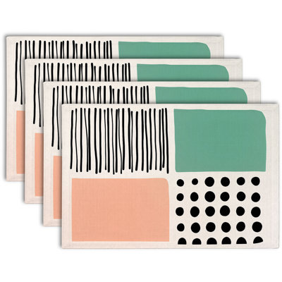 4-Piece Polyester Rectangle Dining Table Placemat