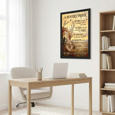 A Hunters Prayer Deer And Forest Scene Canvas Wrapped Wall Art Oil Painting Print (Set Of 1)
