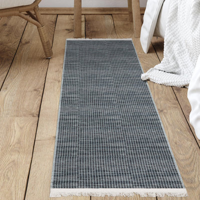 Tapis lavable à la machine en coton à tissage plat infroissable pour salon, couloir