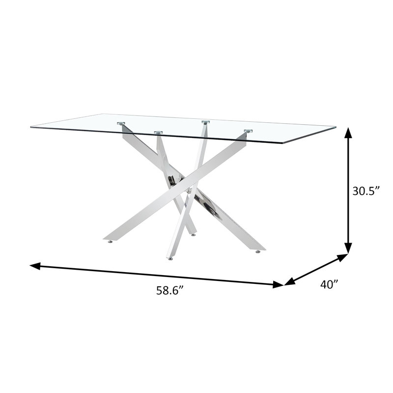 Table de salle à manger contemporaine 58,6 po, chrome