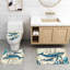 Ensemble de 4 ensembles de salle de bain rétro avec style baleine bleue-1465555864