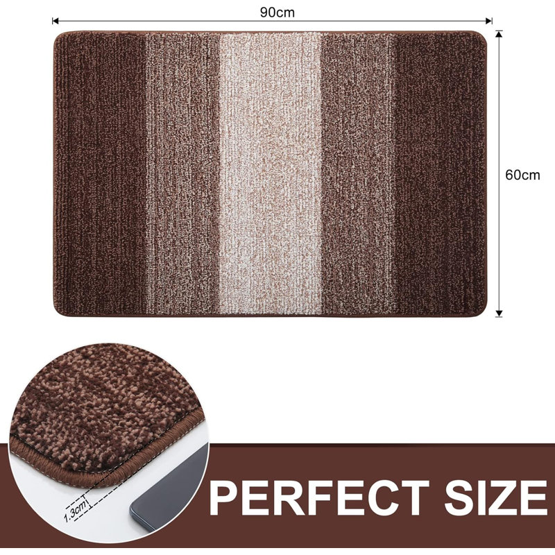 Door Mats Indoor, Machine Washable Soft Doormats, Brown, 60 cm W x 90 cm L