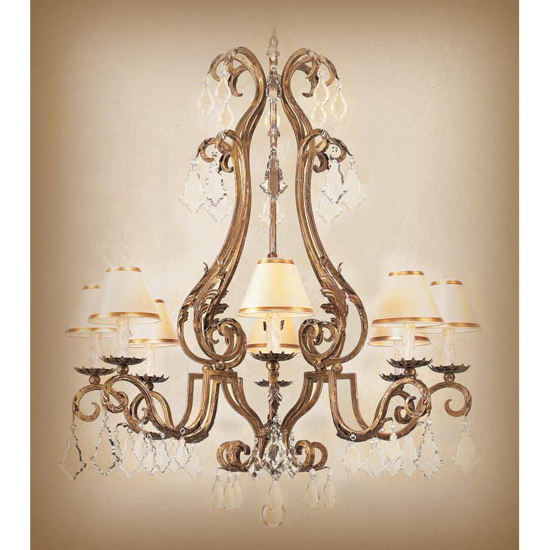 Lustre classique/traditionnel 8 lumières ombré avec accents de cristal