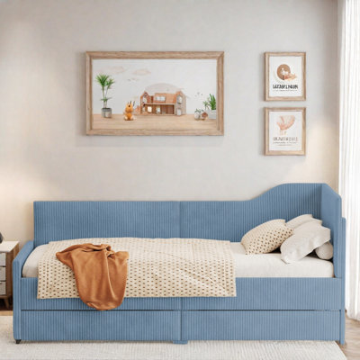L-shaped Upholstered Daybed With 2 Storage Drawers by Velvetvanguards