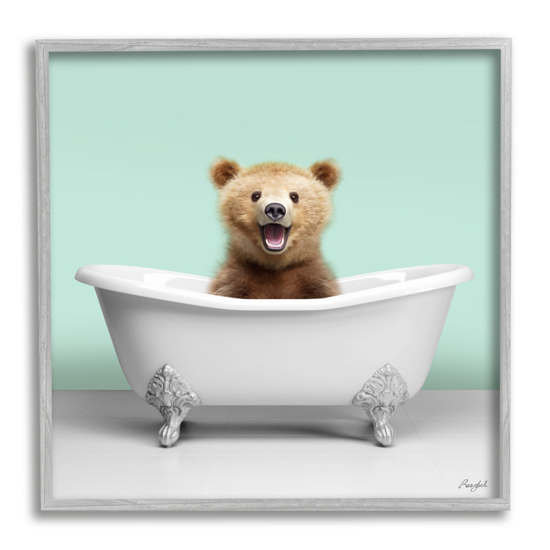 " Bear Cub In Bathtub " by Roozbeh, 12" H x 12" W x 0.5" D