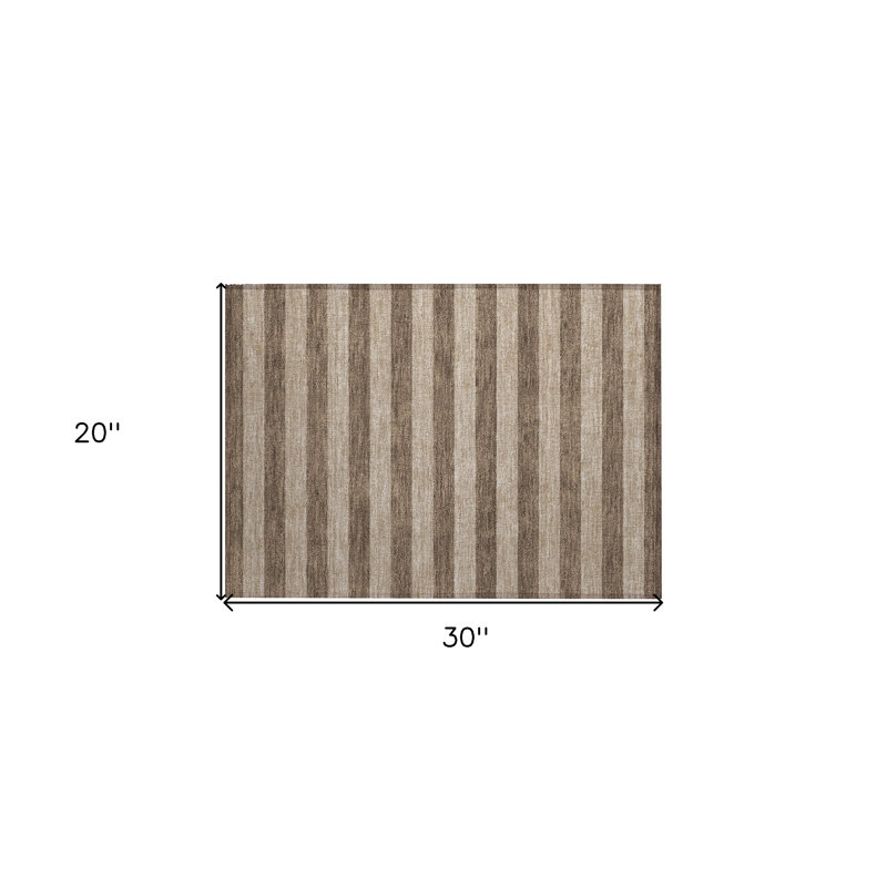 Tapis extérieur lavable antidérapant à rayures café 2 pi x 3 pi