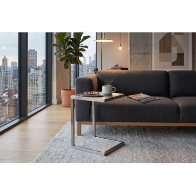 Pangea Home Clark Jaylen End Table - Modern Tray Table – Contemporary Metal Accent Table for Living Room, Bedroom, or Entertaining- Steel Side/End Table - Silver Tray Table