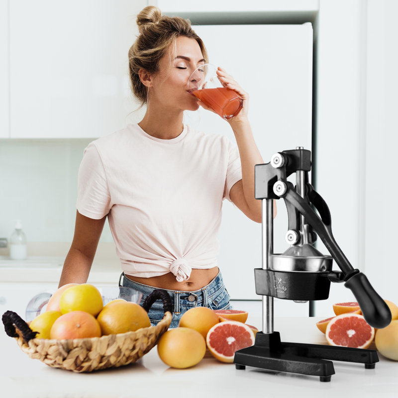 Zulay Kitchen Large Manual Fruit Juicer Press - Heavy Duty Commercial Citrus Juicer, Black