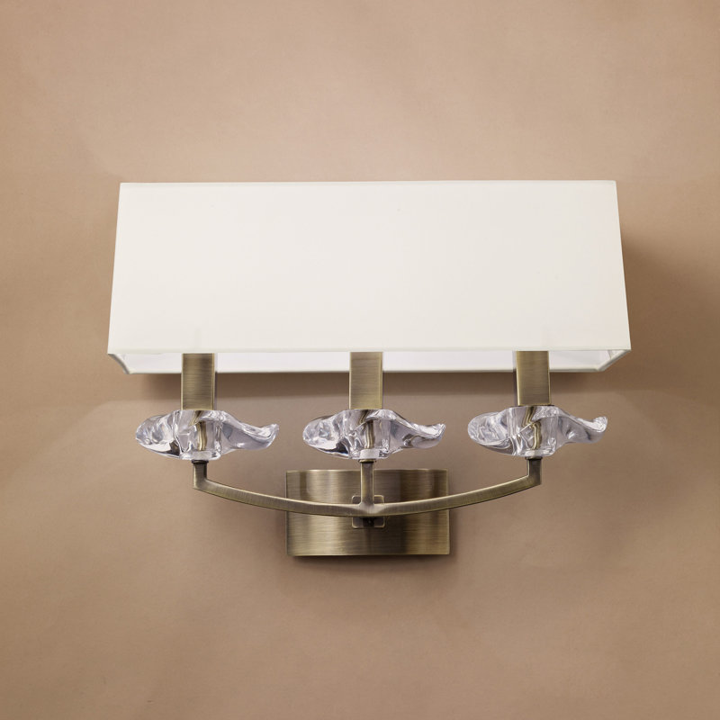 Armed Sconce, No, Antique Brass, White