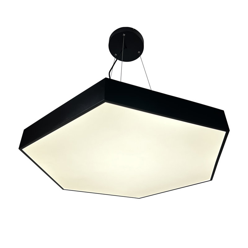 Luminaire suspendu hexagonal noir intégré Itze, H 4 po x l 48 po x P 48 po