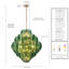 Suspension Château de 89 cm (35 pouces) en laiton satiné et verre vert