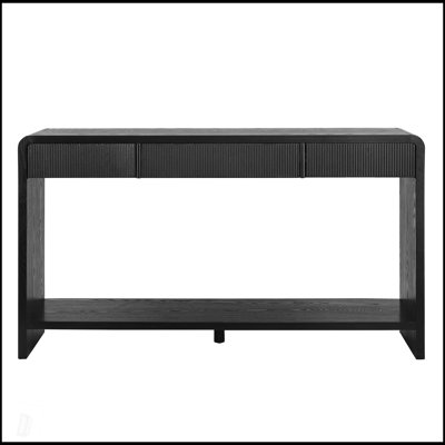 Console moderne à 3 tiroirs avec lattes verticales, conception à bords arrondis pour la décoration du vestibule et du couloir
