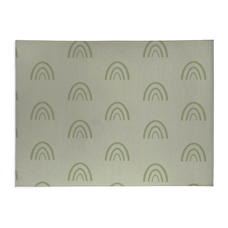 Plain Bows Kids Play Mat, Light Green/Ivory, Rectangle 2' x 3'