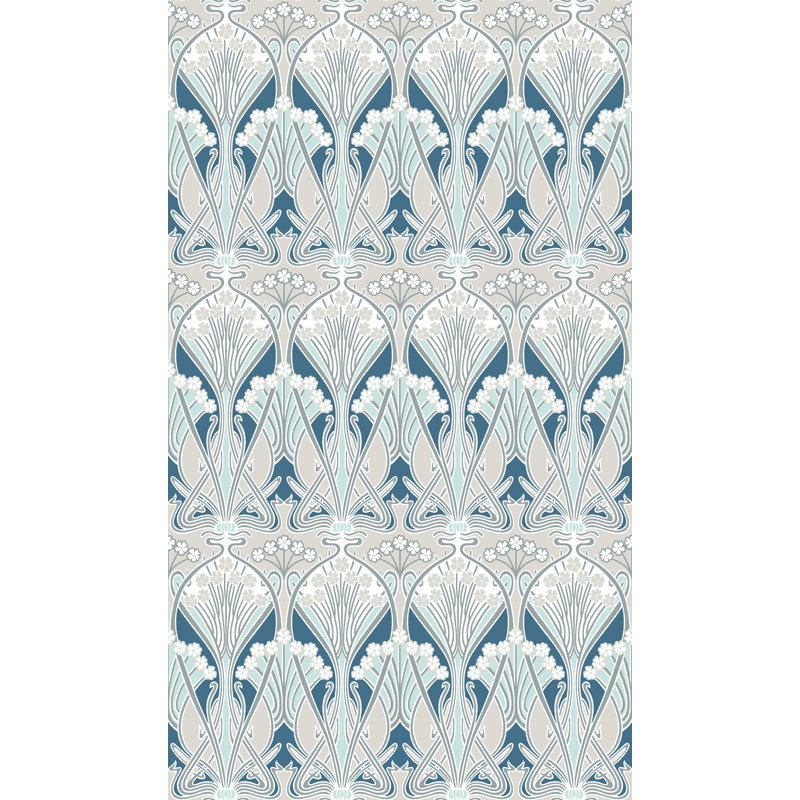 Mamadou Dragonfly Damask 10.05 m x 53 cm Wallpaper Roll, Aegean Blue/Dewdrop