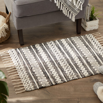 TAPIS CHENILLE DOODLE LINES - NOIR - 2 X 3 PI