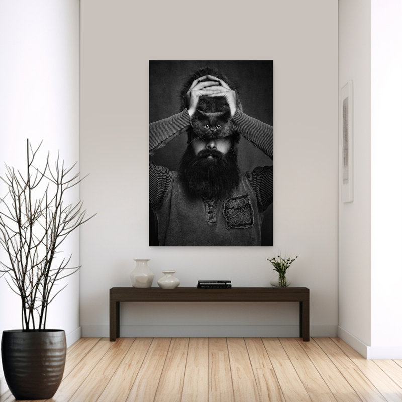 Man With Cat Eyes Contemporary Cat Wall Art Print 1 Piece Wrapped Canvas Wall Art, 152.4cm H x 101.6cm W