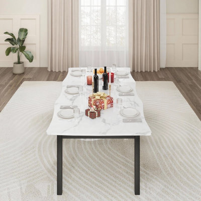 Table rectangulaire, à bord ondulé, imperméable et résistante aux rayures