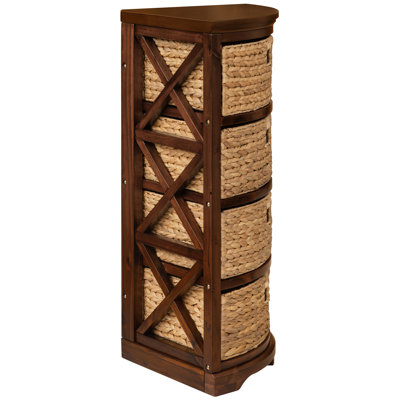 Armoire de coin, tiroir en bois massif, 4 tiroirs, pour petits espaces, noyer