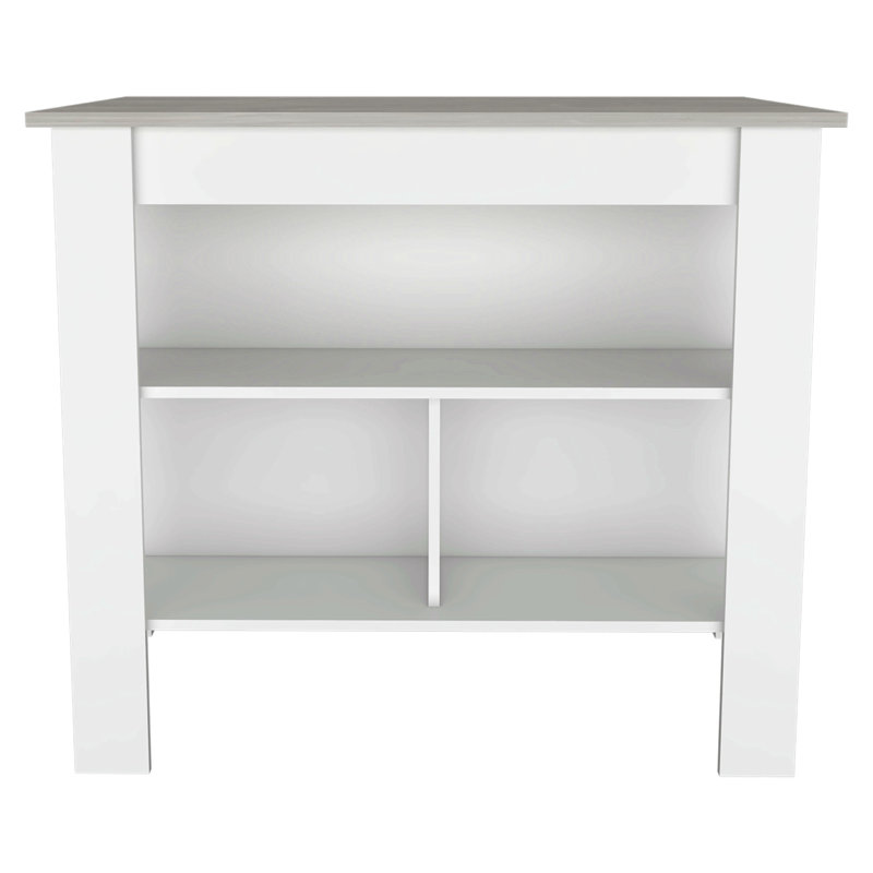 3-Shelf Kitchen Island White And Ibiza Marble