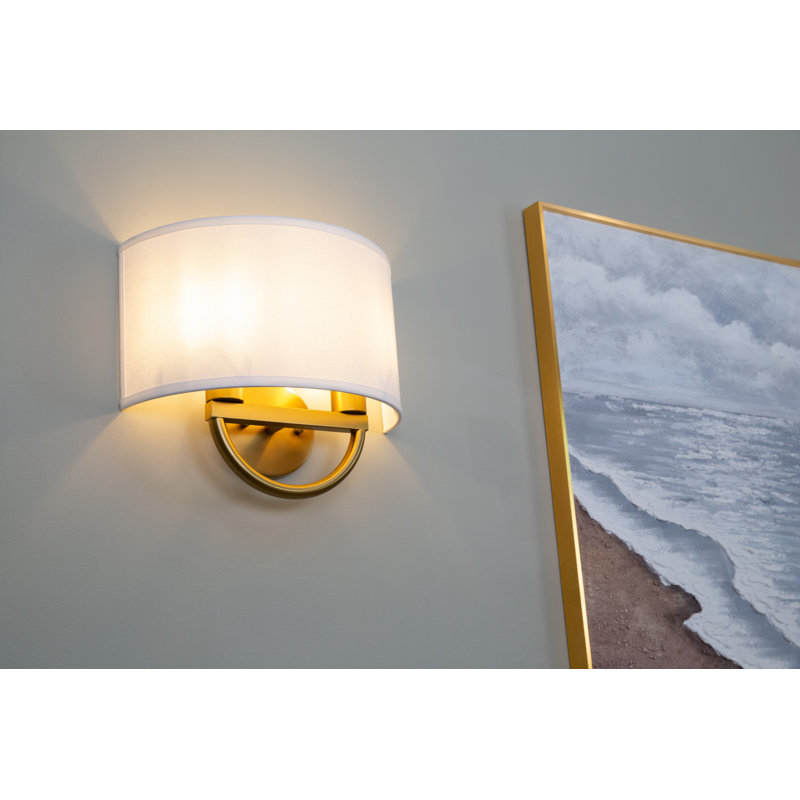 Appliques murales blanches en tissu, Laiton, Laiton
