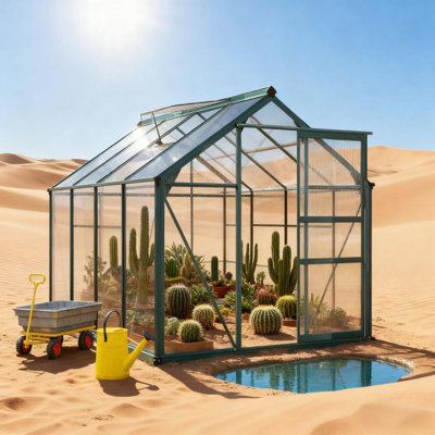6' x 8' Outdoor Greenhouse with Rain Gutter and Roof Vent