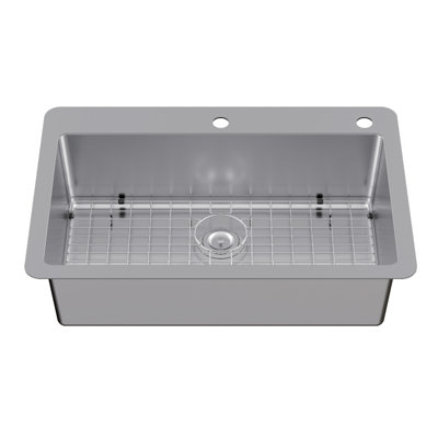 Kingston Brass Calgary 33-Inch Stainless Steel Single Bowl Dual Mount Kitchen Sink with Drain
