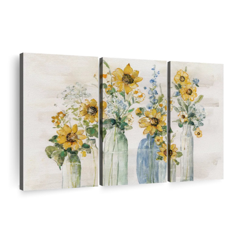 Tournesol spectaculaire sur toile, ensemble de 3 pièces, H 24 po x l 38 po x P 1,25 po