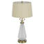 Lampe de table 32 pouces Rizo, base en verre givré de style conique, abat-jour beige