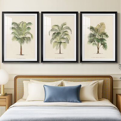 Les Palmiers II  -Custom Framed  Premium Print W Matt - 3 Pieces