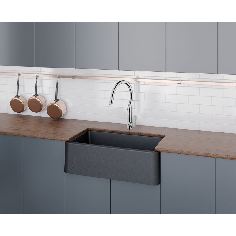 Swan Pull Down Single Handle Kitchen Faucet, Black