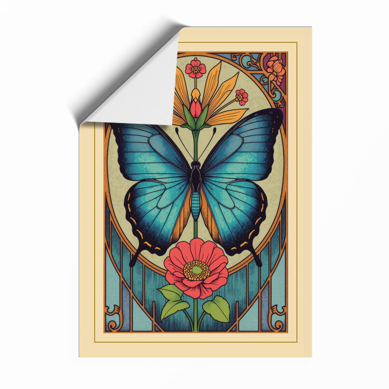 Butterfly In Ornament Art Deco - Print, Unframed, A3 - 42.0 x 29.7 cm
