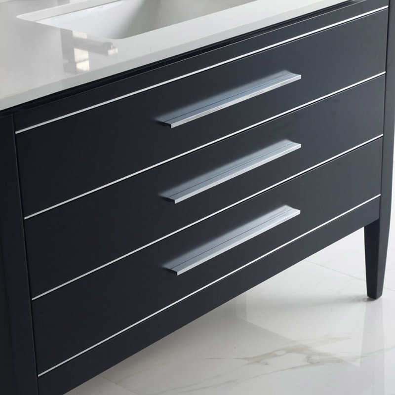 Base de meuble-lavabo de salle de bain simple 48" seulement, Noir/chrome