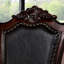 Vintage 2pcs Dining Chairs, Brown Cherry Wood, Faux Details, Black Seating Cushion Traditional Side Solid Wood Ornaments, Pad
