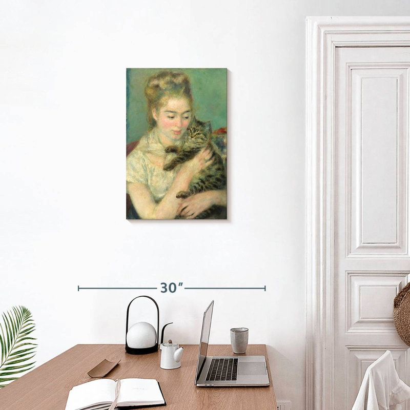 Femme Leisha avec un chat, H 24 po x l 16 po
