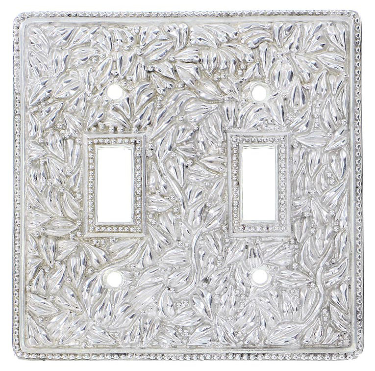 Plaque murale d'interrupteur à bascule 2 bandes San Michele, Nickel poli, H 5,25 po x l 5,38 po x P 0,313 po