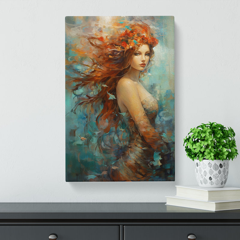 Mermaid Abstract Art - No Frame Print, 60cm H x 40cm W x 3cm D