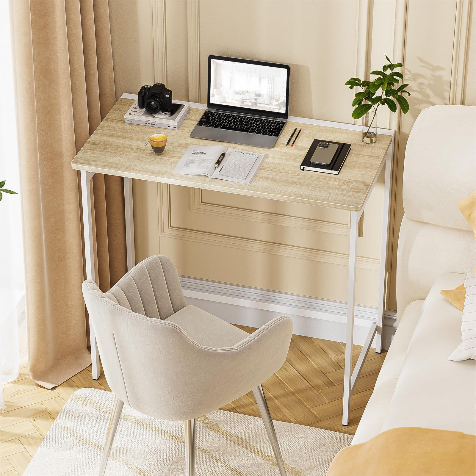17 Stories Folding Desk No Assembly Required Small Foldable Computer ...