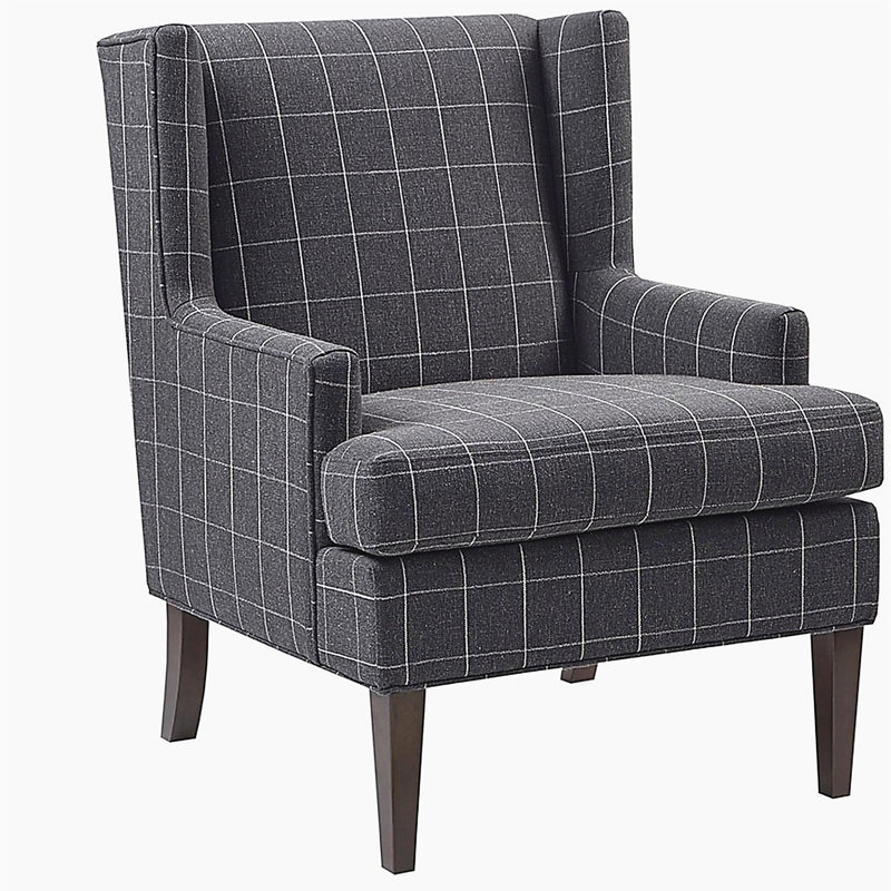 Méridienne simple avec dossier ailé et chaise longue de salon confortable, Gris anthracite, Brun