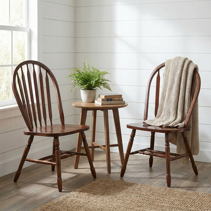 Azizi 18'' H Solid Wood Side Chair, Chestnut