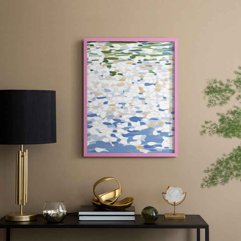 Abstrait, reproduction encadrée CDxxxix - prêt à être accroché, H 14 po x l 11 po, Rose