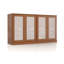 Buffet 100% bois massif 64 po avec portes en verre givré, 4 tiroirs et tablettes réglables-1531354655