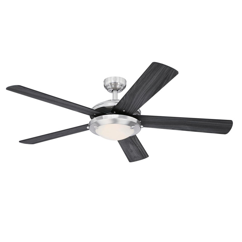 Pointsettia 52'' Ceiling Fan, Charcoal/Wengue, Brushed Nickel