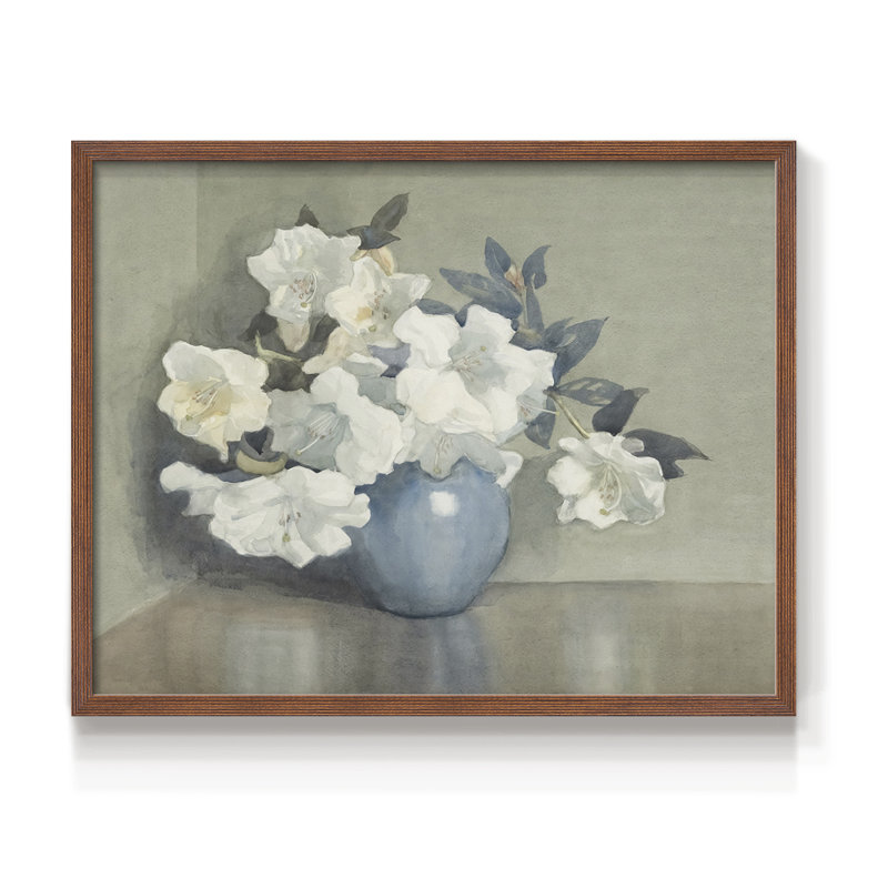 Motif floral rétro - Lxxxvi - reproduction encadrée, H 11 po x l 14 po, Noyer