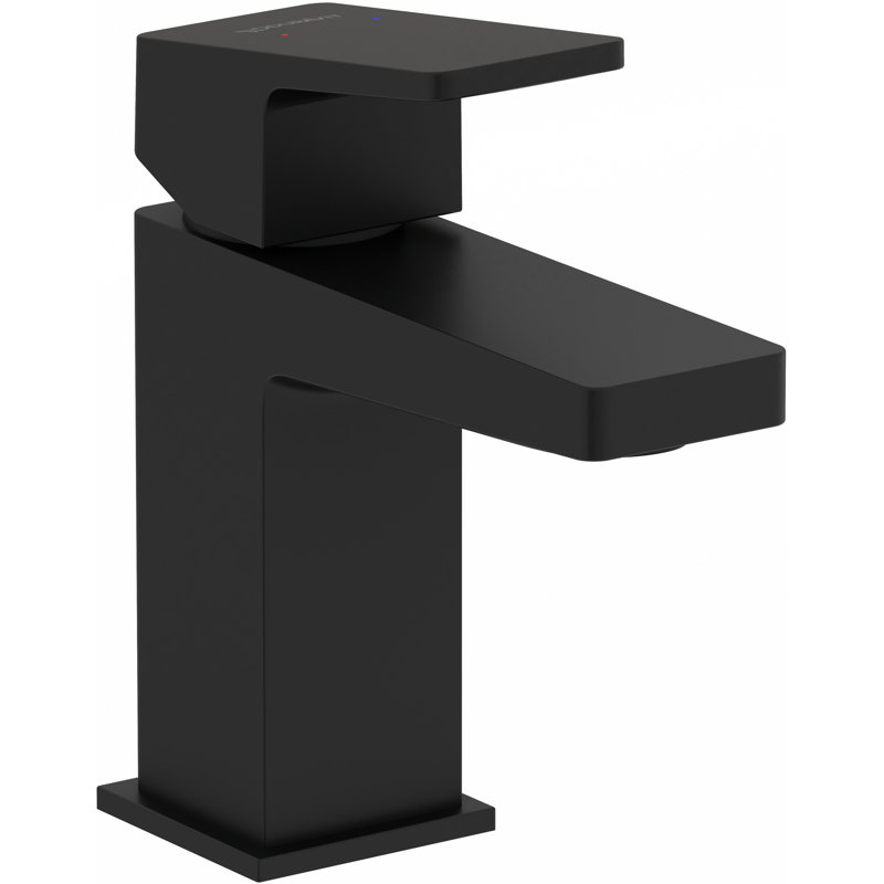 DuraSquare Single Hole 1 Handle 5-3/4 Tall Bathroom Sink Faucet (w/ drain assembly), Matte Black