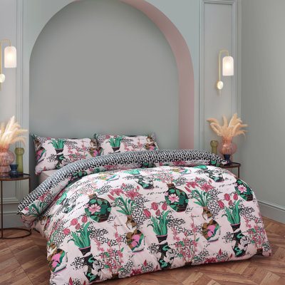 Cotton Blend Floral Duvet Cover Set with Pillowcases Included