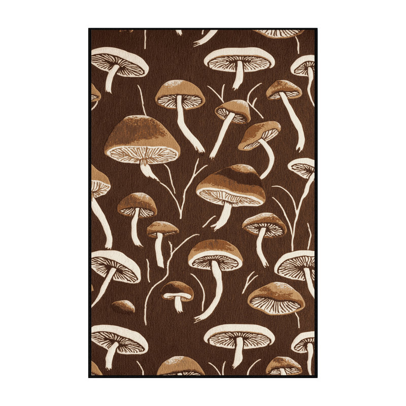Washable Portobello Mushroom Vegetables Area Rug, Rectangle 5' x 7'