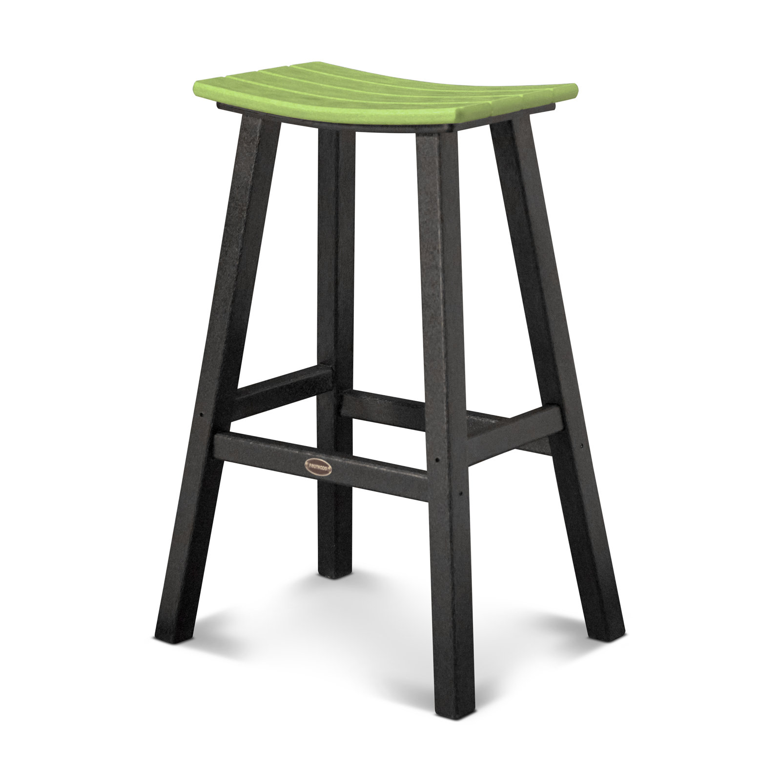 POLYWOOD® Contempo Saddle Bar Stool, Black, Lime