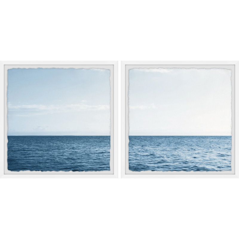 Lucerne Straight Sea Horizon by Marmont Hill - 2 Piece Single Picture Frame Print Set, 30cm H x 61cm W