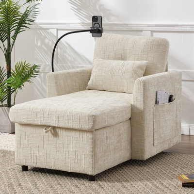 Multifunctional Sofa With Cell Phone,chenille Single Leisure Chair With Storage For Living Room,bedroom by Latitude Run